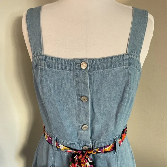 Rails Anita Denim Mini Dress Ocean Wash Button Front Sleeveless Medium - Picture 3 of 6